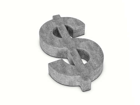 Concrete dollar symbol on a white background. 3d illustration.の写真素材