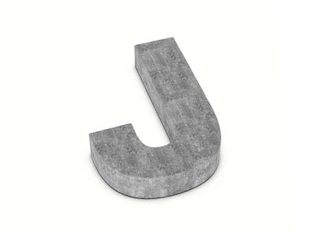 Concrete letter J on a white background. 3d illustration.の写真素材