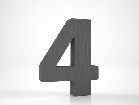 Knitted number four on a white background. 3d illustration.