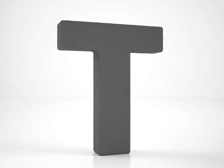 Knitted letter T on a white background. 3d illustration.の写真素材