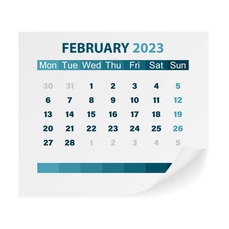 Calendar February 2023 on a white background. Vector illustration.のイラスト素材