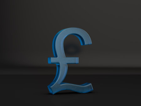 Glass pound symbol on a black background. 3d illustration.の写真素材