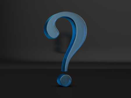 Glass question symbol on a black background. 3d illustration.の写真素材