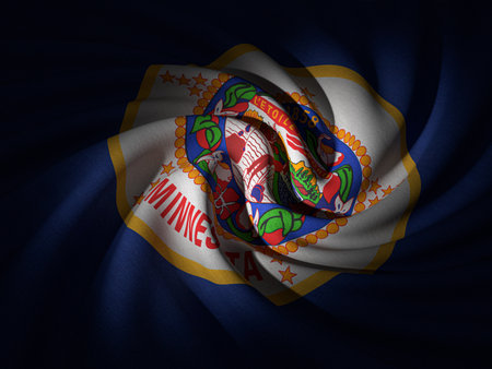 Curved Minnesota flag background. 3d illustration.の写真素材