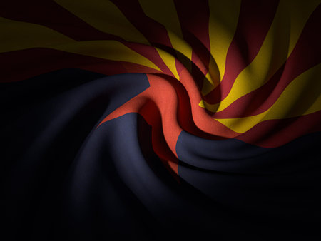 Curved Arizona flag background. 3d illustration.の写真素材