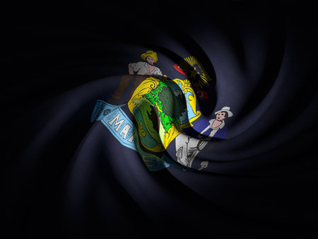 Curved Maine flag background. 3d illustration.の写真素材