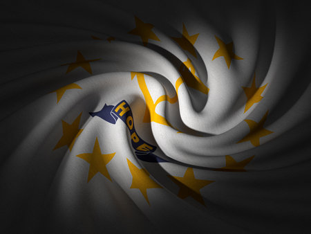 Curved Rhode Island flag background. 3d illustration.の写真素材