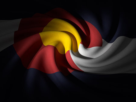 Curved Colorado flag background. 3d illustration.の写真素材