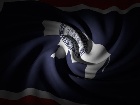 Curved Wyoming flag background. 3d illustration.の写真素材