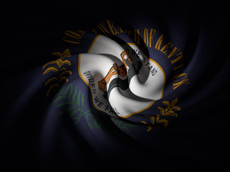 Curved Kentucky flag background. 3d illustration.の写真素材
