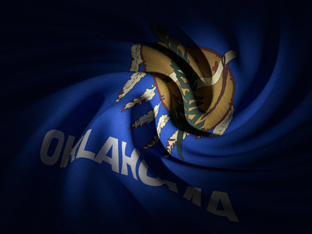 Curved Oklahoma flag background. 3d illustration.の写真素材