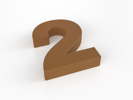 Perforated leather number two on white background. 3d illustration.の写真素材