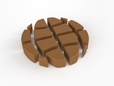 Perforated leather globe symbol on white background. 3d illustration.の写真素材