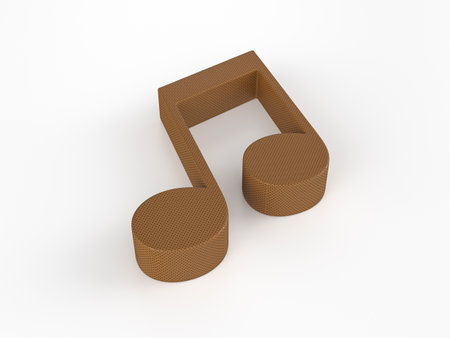 Perforated leather music note symbol 2 on white background. 3d illustration.の写真素材