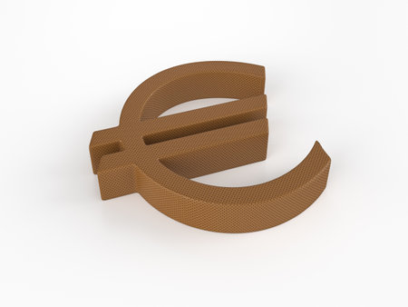 Perforated leather euro symbol on white background. 3d illustration.の写真素材