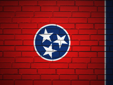 Brick wall Tennessee state flag background. 3d illustration.の写真素材