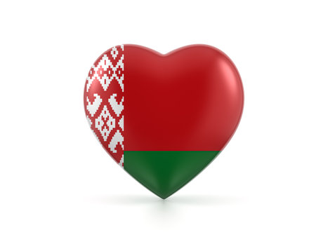 Belarus heart flag on a white background. 3d illustration.の写真素材