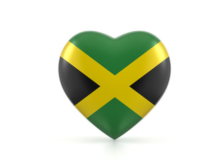 Jamaica heart flag on a white background. 3d illustration.の写真素材