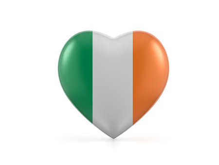 Ireland heart flag on a white background. 3d illustration.の写真素材