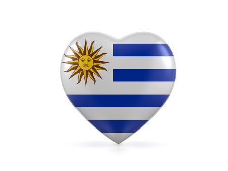 Uruguay heart flag on a white background. 3d illustration.の写真素材