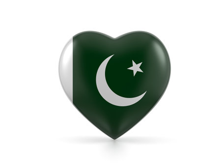Pakistan heart flag on a white background. 3d illustration.の写真素材