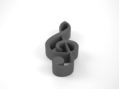 Knitted music note symbol on a white background. 3d illustration.の写真素材