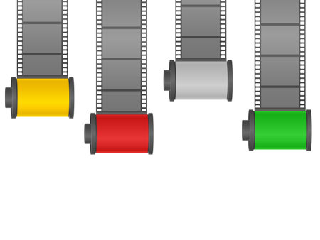 Camera photo film container set on a white background. Vector illustration.のイラスト素材