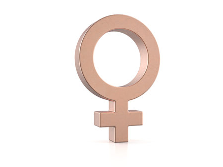 Cooper gender woman symbol on a white background. 3d illustration.の写真素材