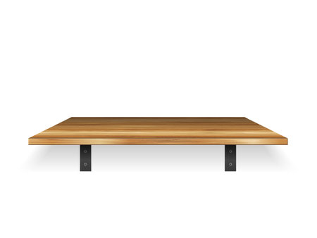Wooden shelf on a white background. Vector illustration.のイラスト素材