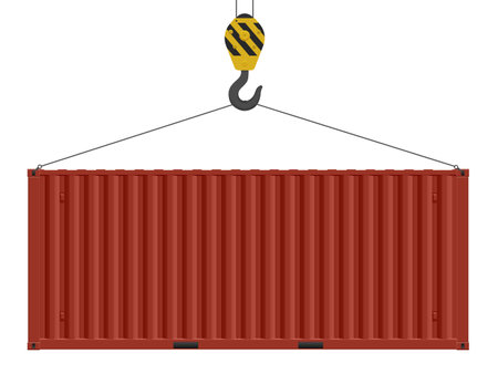 Hooked cargo container on a white background. Vector illustration.のイラスト素材
