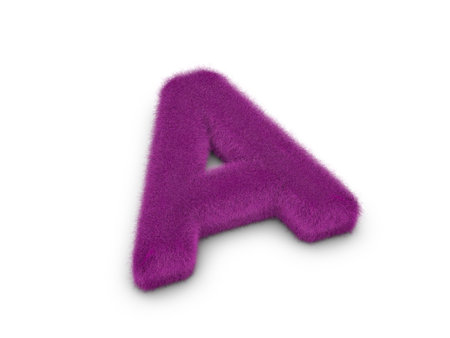 Fur letter A on a white background. 3d illustration.の写真素材