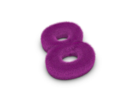 Fur number Eight on a white background. 3d illustration.
