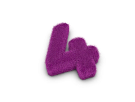 Fur number Four on a white background. 3d illustration.