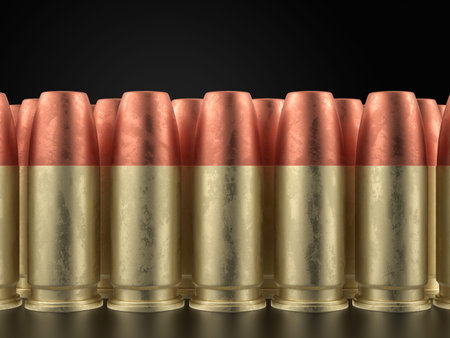 Bullets on a black background. 3d illustration.