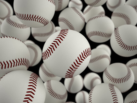 Background formed by baseball balls. 3d illustration.の写真素材