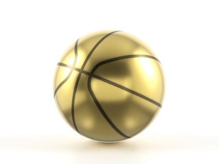Gold basketball ball on a white background. 3d illustration.の写真素材