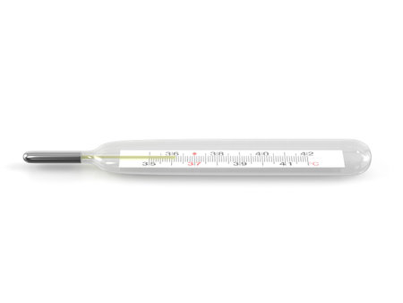 Classic medical thermomete on a white background. 3d illustration.