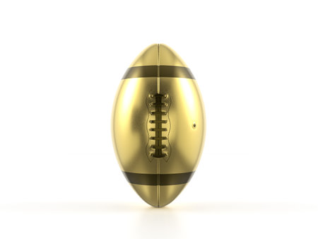 Gold american football ball on a white background. 3d illustration.の写真素材