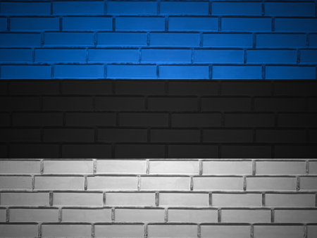 Brick wall Estonia flag background. 3d illustration.の写真素材