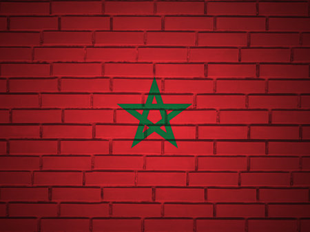 Brick wall Morocco flag background. 3d illustration.の写真素材