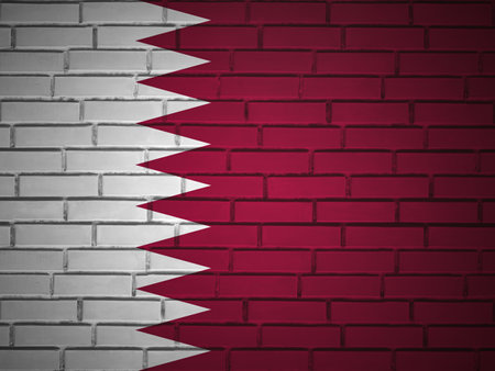 Brick wall Qatar flag background. 3d illustration.の写真素材
