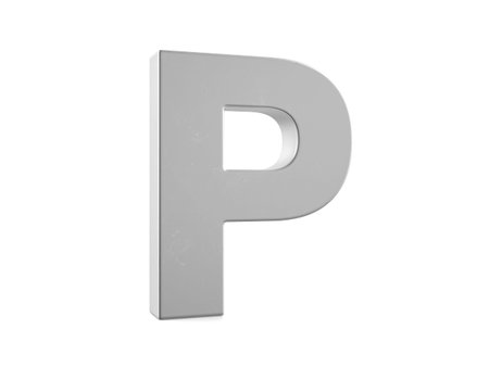 Metal letter P on a white background. 3d illustration.の写真素材