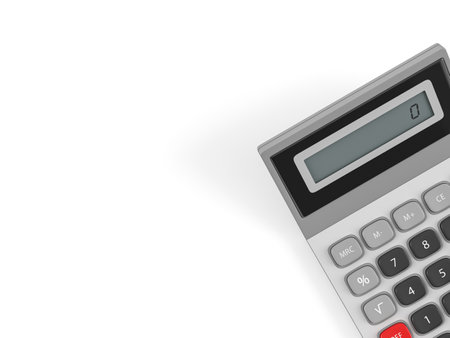 Calculator on a white background. 3d illustration.の写真素材