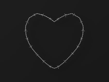 Heart formed by barbed wire. 3d illustration.の写真素材