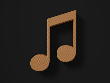 Perforated leather music note symbol on black background. 3d illustration.の写真素材