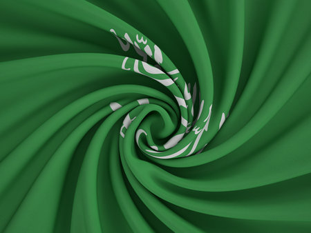 Twisted textile Saudi Arabia flag background. 3d illustration.の写真素材