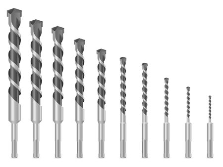 Drill bit set on a white background. Vector illustration.のイラスト素材
