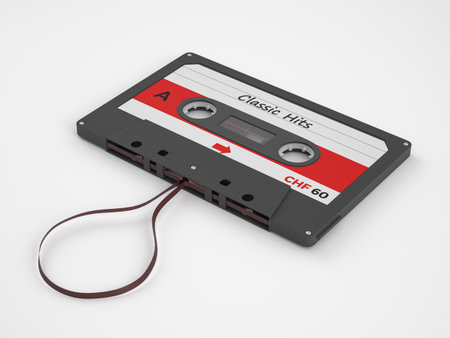 Cassette tape classic hits on a white background. 3d illustration.の写真素材