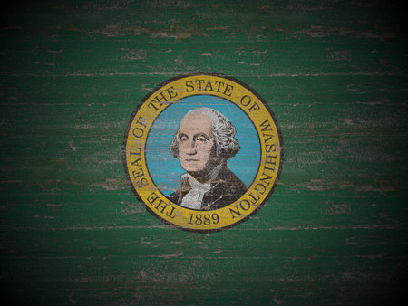 Old wooden Washington state flag background. 3d illustration.の写真素材