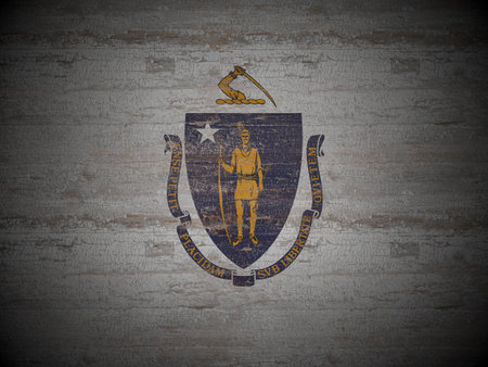Old wooden Massachusetts state flag background. 3d illustration.の写真素材